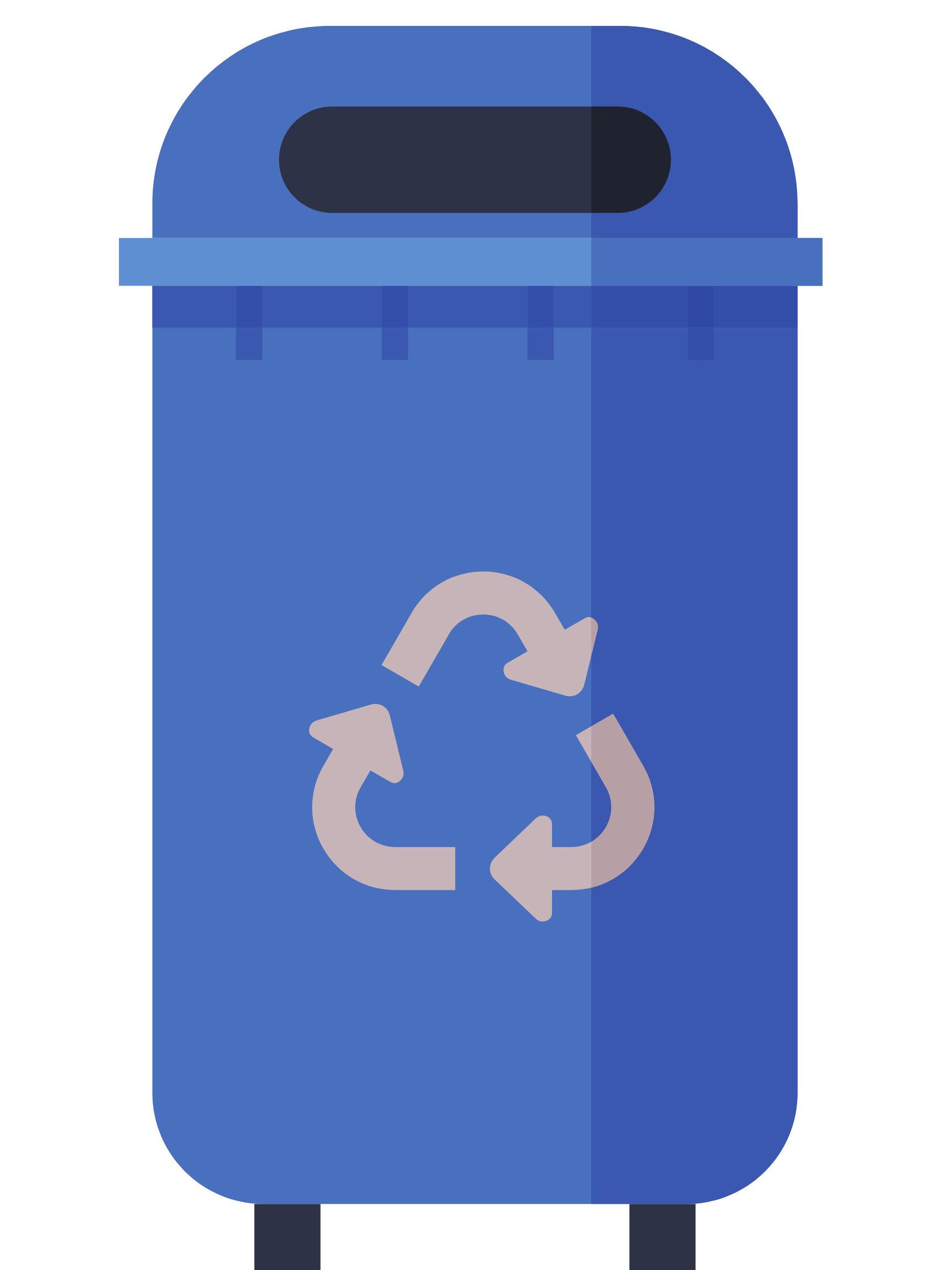 blue glass recycle bin